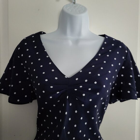 Vintage Expressions Navy Polka Dot Dress - Picture 1 of 5